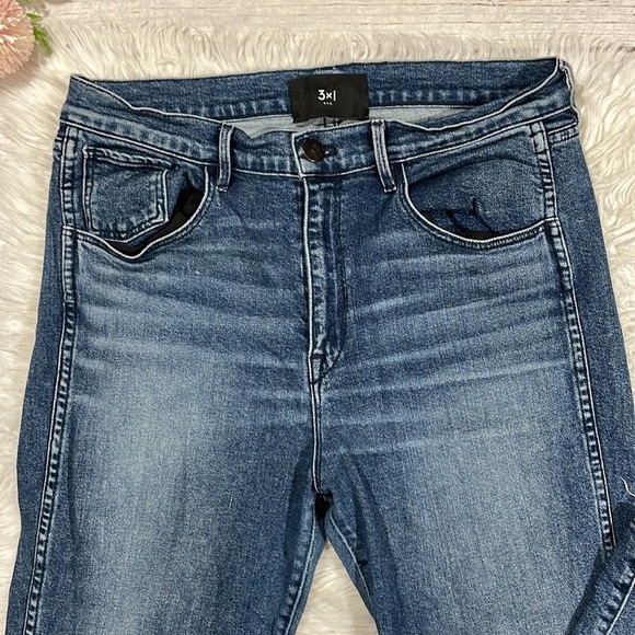 3x1 NYC Authentic Straight Crop Cammi Distressed Hem High Rise Jeans - Picture 7 of 14